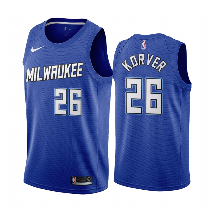 Men's Milwaukee Bucks #26 Kyle Korver Navy NBA City Edition New Uniform 2020-21 Stitched Jersey